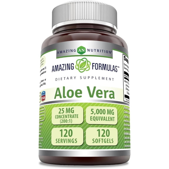 Amazing Formulas Aloe Vera 5000 Mg per Serving 120 Softgels Supplement | Non-GMO | Gluten Free