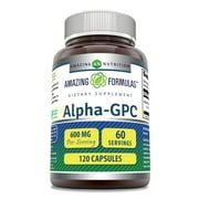 Amazing Formulas Alpha-GPC L-Alpha Glycerophosphocholine 600mg Per Serving 120 Capsules Supplement | Non-GMO | Gluten Free | Made in USA