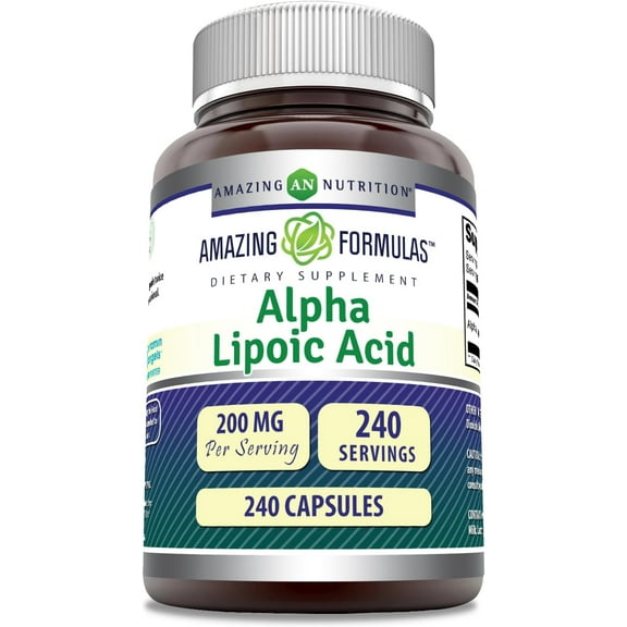 Amazing Formulas Alpha Lipoic Acid 200 Mg Per Serving 240 Capsules Supplement | Non-GMO | Gluten-Free | Made in USA