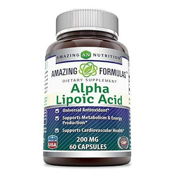 Amazing Formulas Alpha Lipoic Acid 200mg 60 Capsules Supplement | Non-GMO | Gluten Free | Made in USA