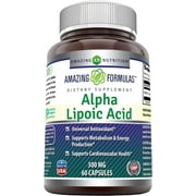 Amazing Formulas Alpha Lipoic Acid ALA 300mg Per Serving 60 Capsules Supplement | Non-GMO | Gluten Free | Made in USA