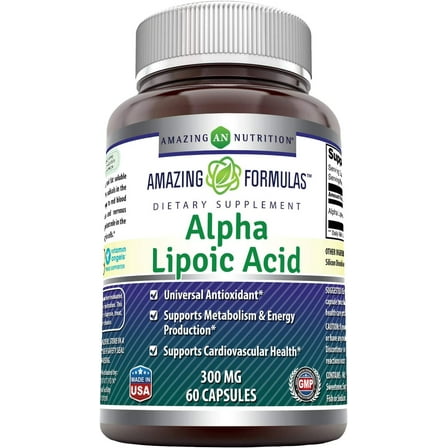 Amazing Formulas Alpha Lipoic Acid ALA 300mg Per Serving 60 Capsules Supplement | Non-GMO | Gluten Free | Made in USA