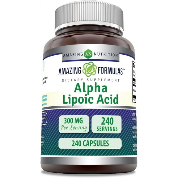 Amazing Formulas Alpha Lipoic Acid ALA 300mg Per Serving 240 Capsules Supplement | Non-GMO | Gluten Free | Made in USA