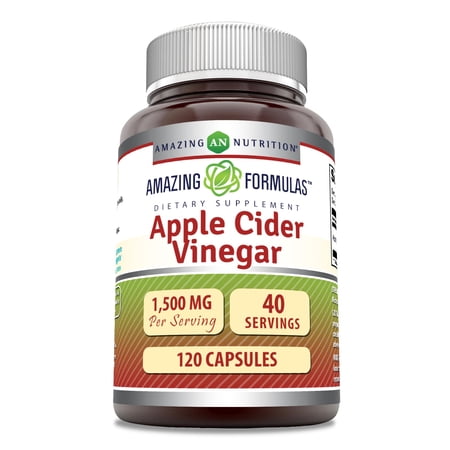 Amazing Formulas Apple Cider Vinegar 1500 Mg Per Serving 120 Capsules Supplement | Non-GMO | Gluten-Free