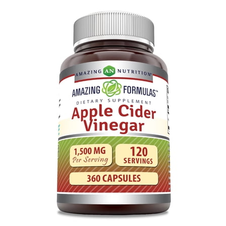 Amazing Formulas Apple Cider Vinegar 1500 Mg Per Serving 360 Capsules Supplement | Non-GMO | Gluten-Free | Made in USA