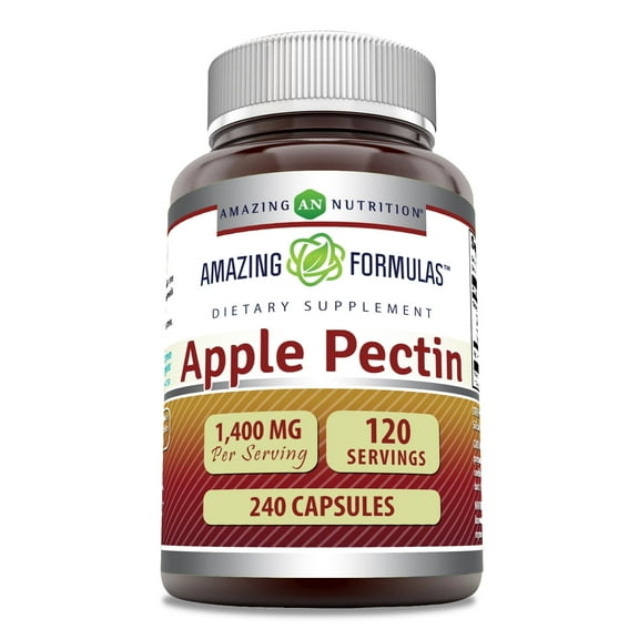 Amazing Formulas Apple Pectin 1400 mg Per Serving 240 Capsules Supplement | Non-GMO | Gluten Free | Made in USA
