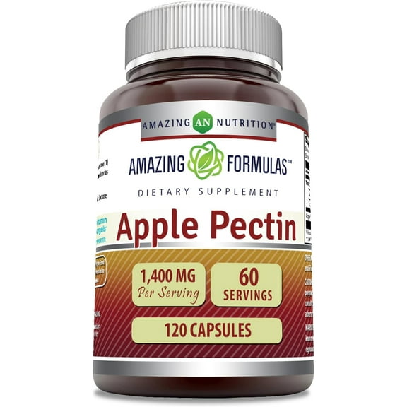 Amazing Formulas Apple Pectin 1400 Mg Per Serving 120 Capsules Supplement | Non-GMO | Gluten Free |