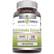Amazing Formulas Artichoke Extract 500 Mg Per Serving 180 Capsules Supplement | Cynara Scolymus Leaf Capsules | Non-GMO | Gluten Free