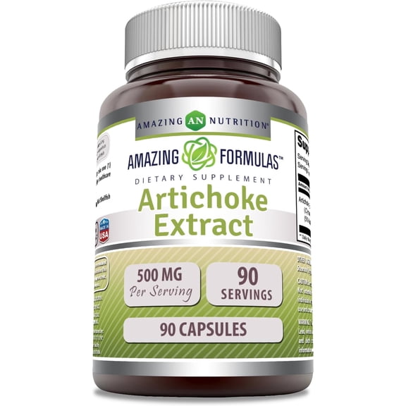 Amazing Formulas Artichoke Extract 500 Mg Per Serving 90 Capsules Supplement | Cynara Scolymus Leaf Capsules | Non-GMO | Gluten Free | Made in USA