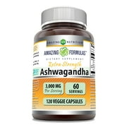 Amazing Formulas Ashwagandha Extract 3000 mg Per Serving | Powerful Strength | 120 Veggie Capsules Supplement | Made in USA