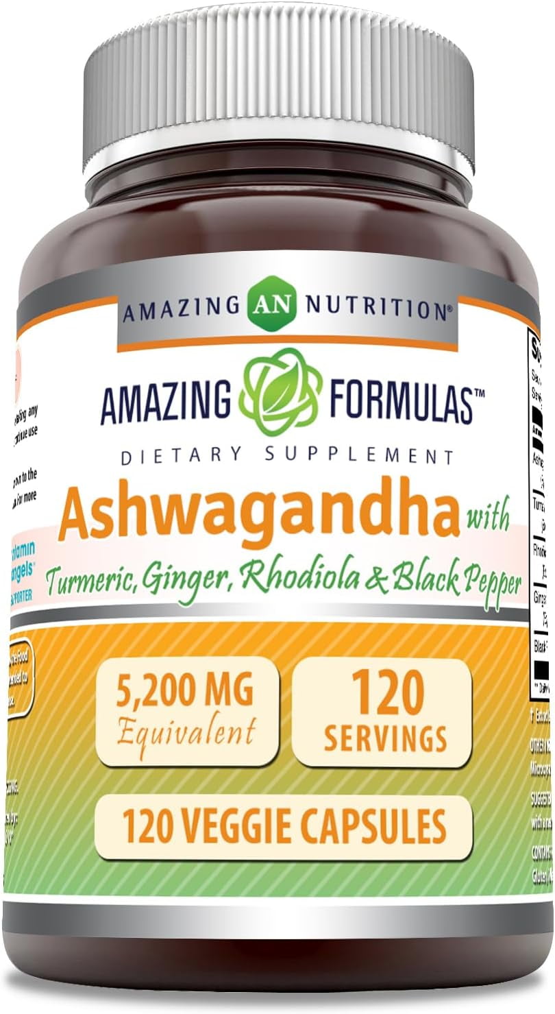 Magnesium Turmeric Ashwagandha Vitamin D Rhodiola Amazing Formulas Supplement | Ashwagandha, Turmeric, Ginger, Rhodiola