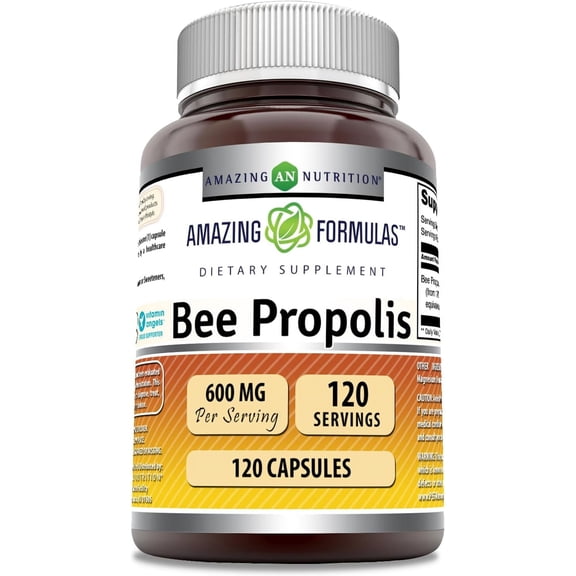 Amazing Formulas Bee Propolis 600 Mg Per Serving 120 Capsules Supplement | Non-GMO | Gluten Free