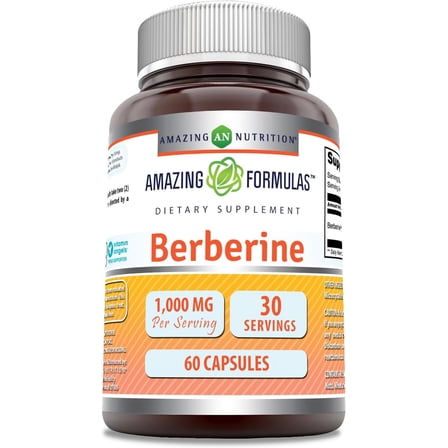 Amazing Formulas Berberine 1000mg Per Serving 60 Capsules Supplement | Non GMO | Gluten Free | Made in USA