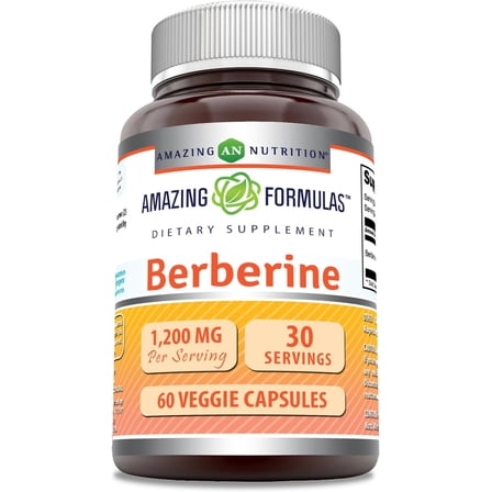 Amazing Formulas Berberine 1200 mg Per Serving 60 Veggie Capsules Supplement | Non-GMO | Gluten Free | Made in USA