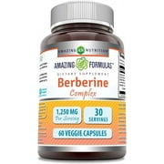 Amazing Formulas Berberine 1250 Mg Per Serving 60 Veggie Capsules | With Bitter Melon & Banaba Extract Complex | Non-GMO | Gluten-Free | Ideal for Vegetarians