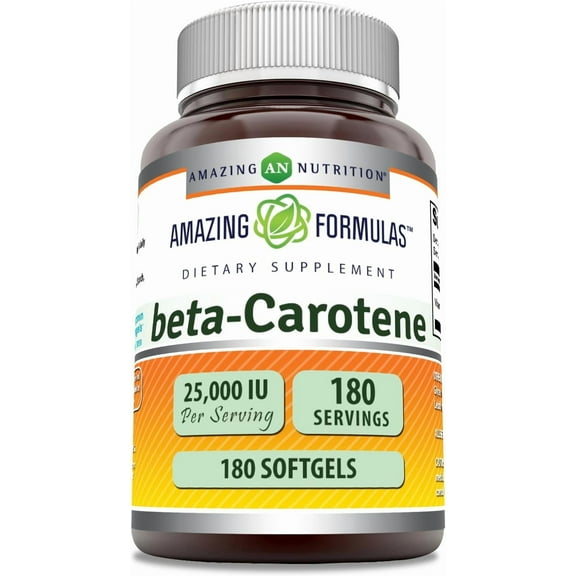 Amazing Formulas Beta Carotene 25,000 IU Per Serving 180 Softgels Supplement | Non-GMO | Gluten Free | Made in USA