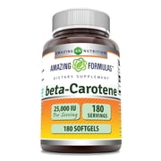 Amazing Formulas Beta Carotene 25,000 IU Per Serving 180 Softgels Supplement | Non-GMO | Gluten Free