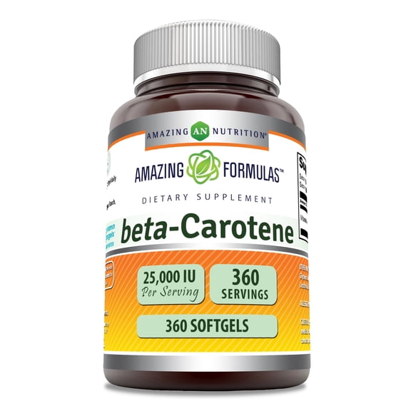 Amazing Formulas Beta Carotene 25,000 IU Per Serving 360 Softgels Supplement | Non-GMO | Gluten Free