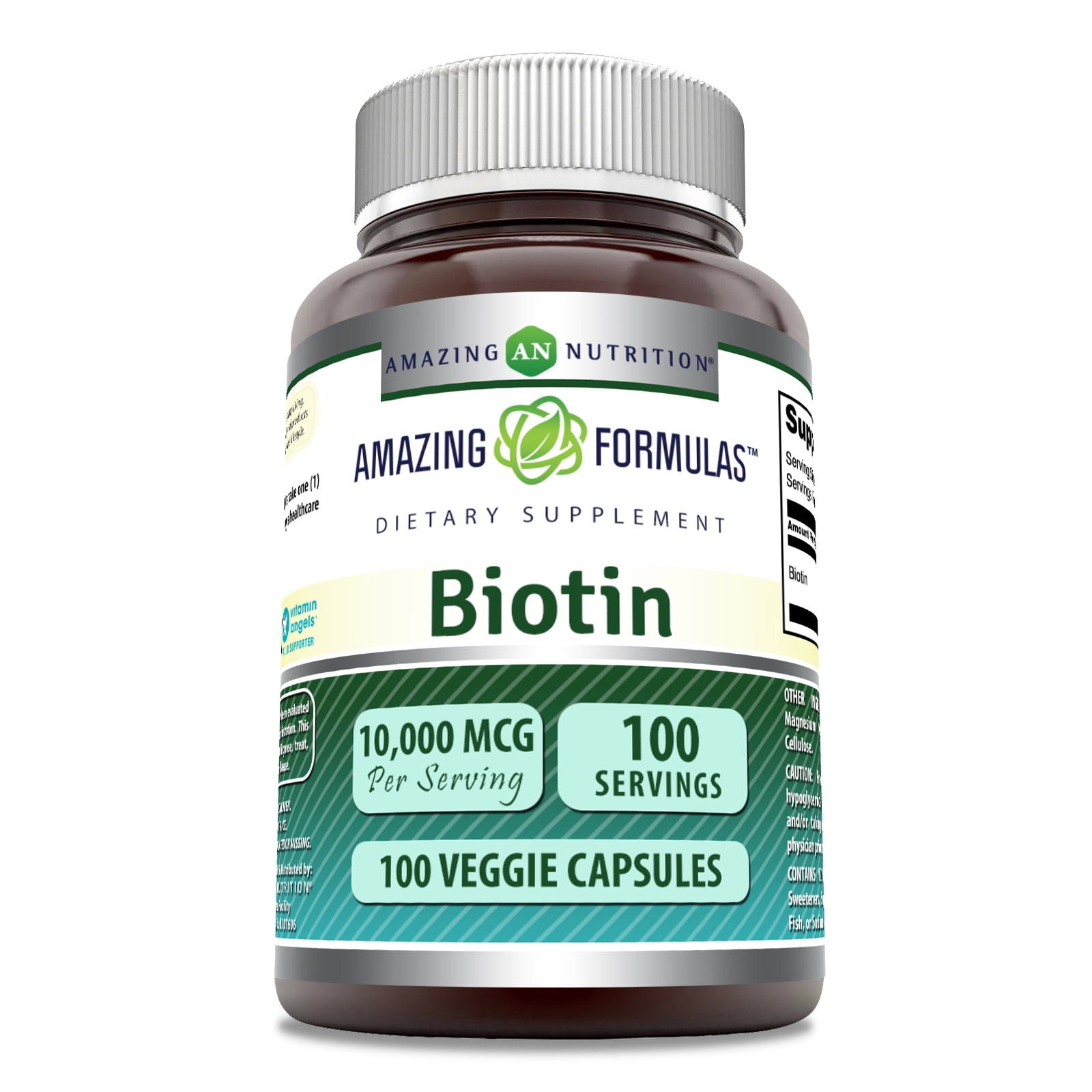 Amazing Formulas Biotin 10000mcg Per Serving 100 Veggie Capsules Supplement | Non GMO | Gluten Free | Made in USA | Suitable for Vegetarians