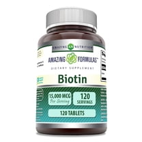 Amazing Formulas Biotin 15000 Mcg Per Serving 120 Tablets Supplement | Vitamin B7 | Non-GMO | Gluten Free
