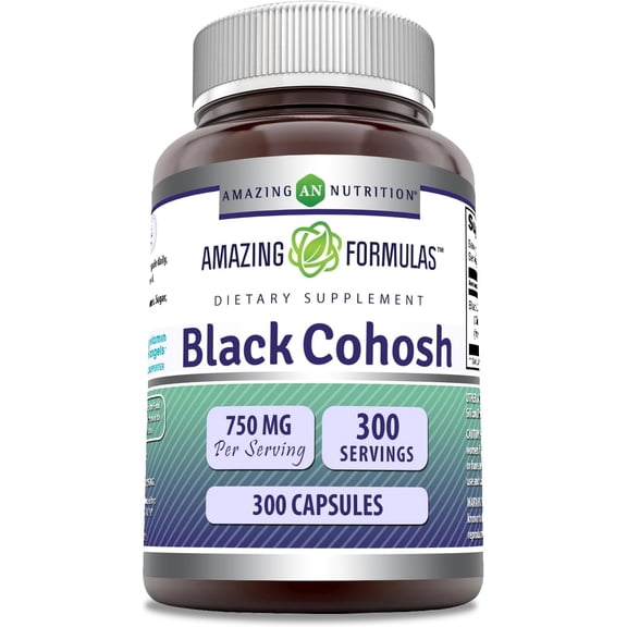 Amazing Formulas Black Cohosh 750 Mg Per Serving 300 Capsules Supplement | Non-GMO | Gluten Free | Made in USA