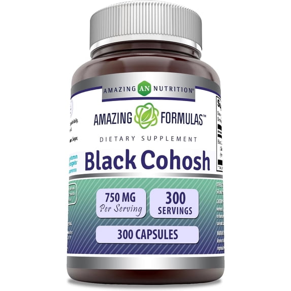 Amazing Formulas Black Cohosh 750 Mg Per Serving 300 Capsules Supplement | Non-GMO | Gluten Free | Made in USA