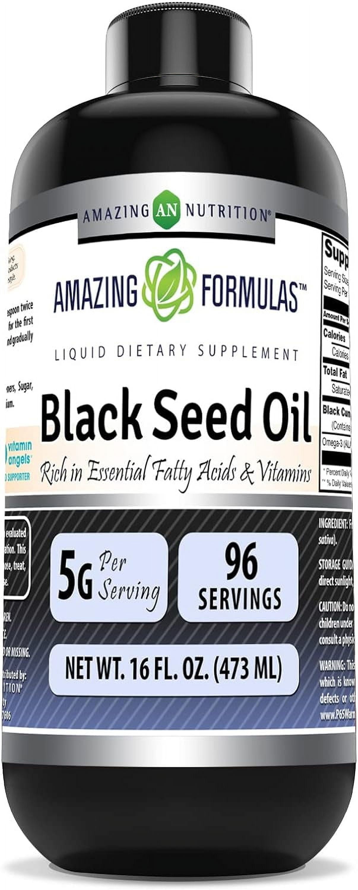 Amazing Formulas Black Seed Oil 16 oz | Natural Cold Pressed Black Cumin Seed Oil from 100% Genuine Nigella Sativa | Non-GMO | Gluten Free | Made in USA