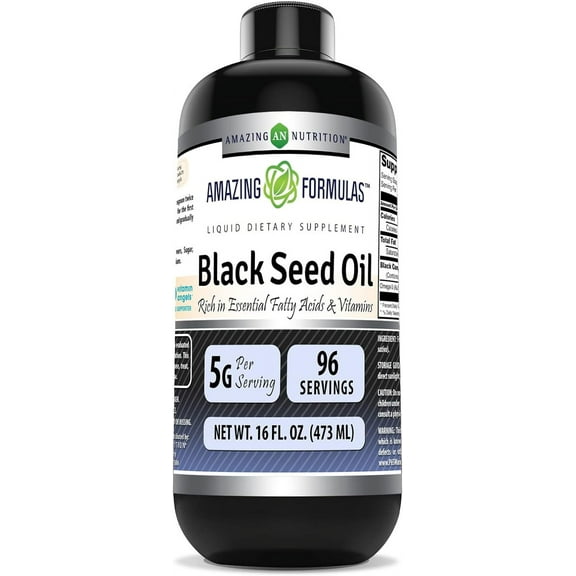 Amazing Formulas Black Seed Oil 16 oz | Natural Cold Pressed Black Cumin Seed Oil from 100% Genuine Nigella Sativa | Non-GMO | Gluten Free | Made in USA