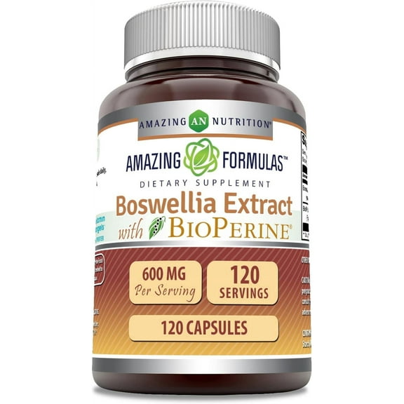 Amazing Formulas Boswellia Extract with Bioperine 600 Mg per Serving 120 Capsules Supplement