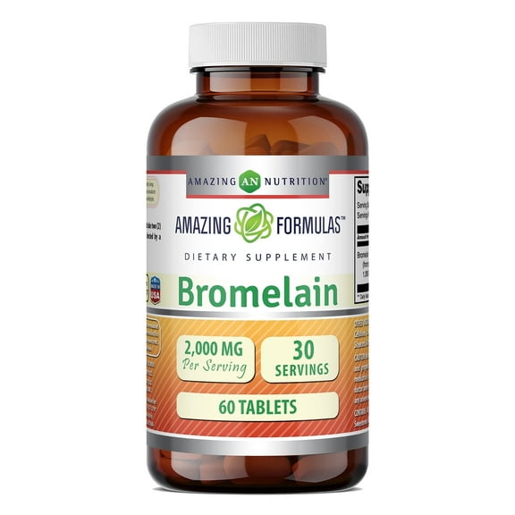 Amazing Formulas Bromelain 2000 mg Per Serving 60 Tablets Supplement | 1200 GDU | 30 Servings | Non-GMO | Gluten Free | Made in USA