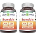 thumbnail image 1 of Amazing Formulas Bromelain 500 Mg (2400 GDU) Per Serving 120 Veggie Capsules Supplement | Non-GMO | Gluten Free | Ideal for Vegetarians | Pack of 2, 1 of 7