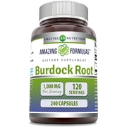 Amazing Formulas Burdock Root 1000 mg Per Serving 240 Capsules Supplement | Arctium lappa | 101 Ext | Non-GMO | Gluten Free