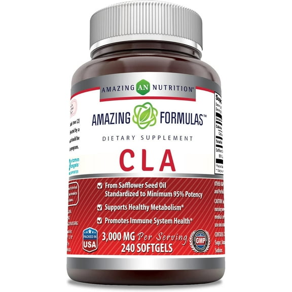 Amazing Formulas CLA Conjugated Linoleic Acid 3000 Mg Per Serving, 240 Softgels (Non-GMO, Gluten Free) Supplement