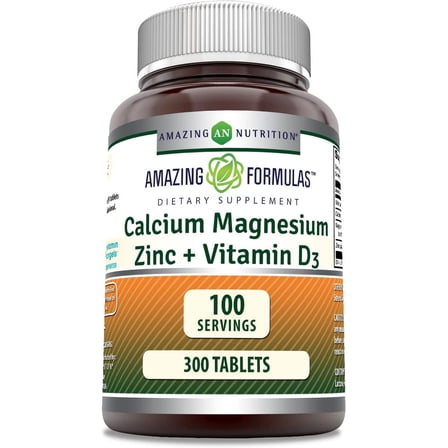 Amazing Formulas Calcium Magnesium Zinc + D3 300 Tablets Supplement | Calcium 1000mg - Magnesium 400mg - Zinc 25mg Plus Vitamin D3 600 IU | Non-GMO | Gluten-Free