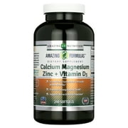Amazing Formulas Calcium Magnesium Zinc + Vitamin D3 240 Softgels Supplement | Calcium 1000mg - Magnesium 500mg - Zinc 10mg Plus Vitamin D3 750 IU | Non-GMO | Gluten-Free