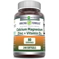 thumbnail image 1 of Amazing Formulas Calcium Magnesium Zinc + Vitamin D3 240 Softgels Supplement | Calcium 1000mg - Magnesium 500mg - Zinc 10mg Plus Vitamin D3 750 IU | Non-GMO | Gluten-Free, 1 of 5
