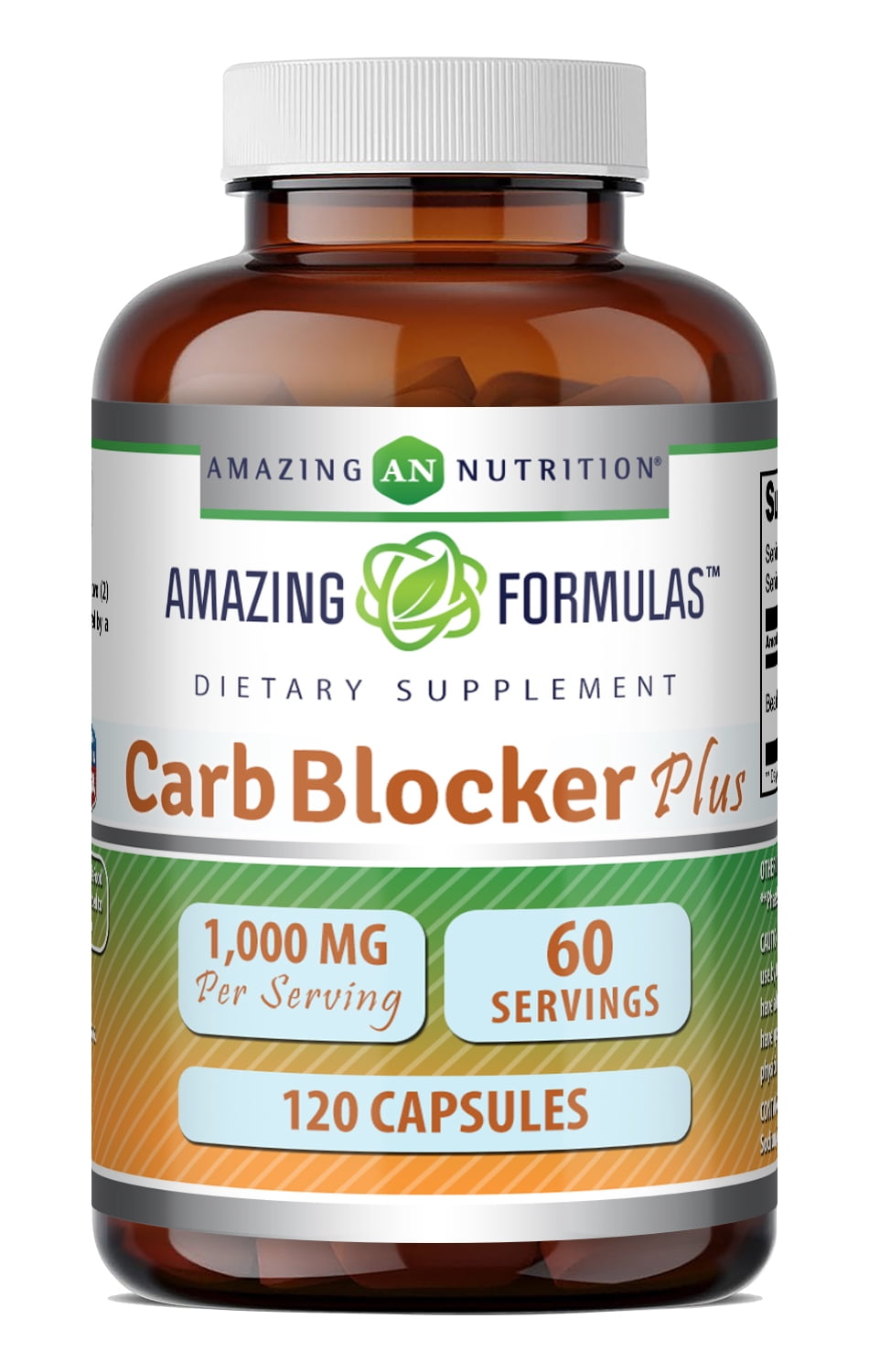 Amazing FormulasCarb Blocker Plus 1000 mg Per Serving 120 Capsules Supplement | Non-GMO | Gluten Free | Made in USA