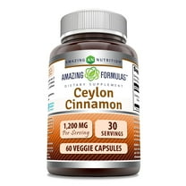 Amazing Formulas Ceylon Cinnamon 1200 Mg Per Serving 60 Veggie Capsules Supplement | Natural Ceylon Cinnamon Supplement | Non-GMO | Gluten Free | Made in USA | Ideal for Vegetarians