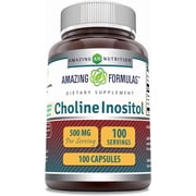 Amazing Formulas Choline Inositol 500mg Per Serving 100 Capsules Supplement | Non-GMO | Gluten Free | Made in USA