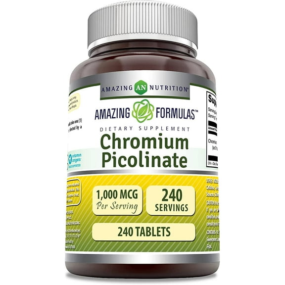 Amazing Formulas Chromium Picolinate 1000mcg 240 Tablets Supplement | Non-GMO | Gluten Free | Made in USA