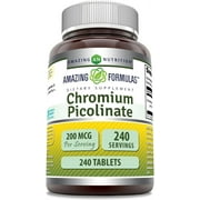 Amazing Formulas Chromium Picolinate 200 Mcg Per Serving 240 Tablets Supplement | Non-GMO | Gluten Free | Made in USA