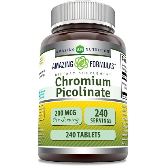 Amazing Formulas Chromium Picolinate 200 Mcg Per Serving 240 Tablets Supplement | Non-GMO | Gluten Free | Made in USA