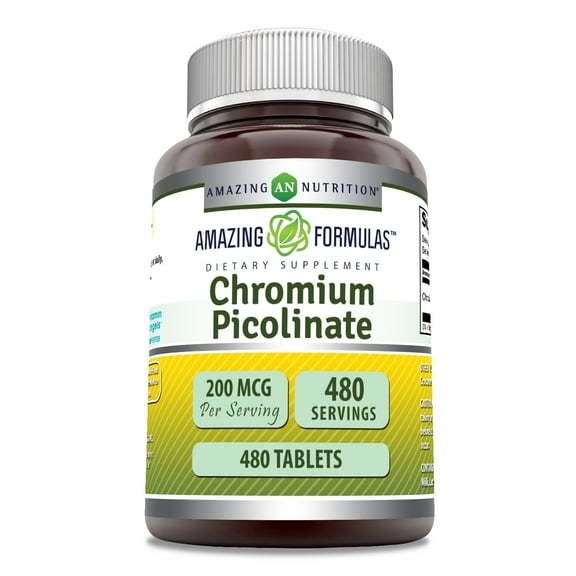 Amazing Formulas Chromium Picolinate 200mcg 480 Tablets Supplement | Non-GMO | Gluten Free | Made in USA