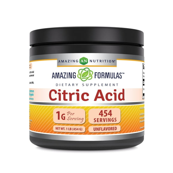 Amazing Formulas Citric Acid 1000mg Per Serving 1Lbs Powder Dietary Supplement | Non-GMO | Gluten Free | Made in USA