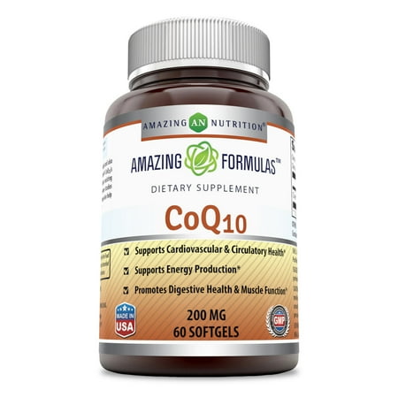 Amazing Formulas CoQ10 with Bioperine 200mg 60 Softgels (Non-GMO,Gluten Free)
