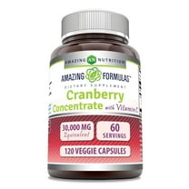 Amazing Formulas Cranberry Concentrate with Vitamin C 30000mg Per Serving 120 Veggie Capsules Supplement | Non-GMO | Gluten Free | Made in USA