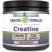 Amazing Formulas Creatine Monohydrate 3000Mg Per Serving 500 Capsules Supplement | Non-GMO | Gluten Free