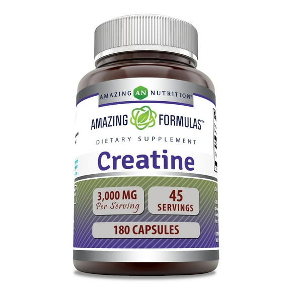 Amazing Formulas Creatine Monohydrate 3000 Mg Per Serving 180 Capsules Supplement | Non-GMO | Gluten Free | Made in USA
