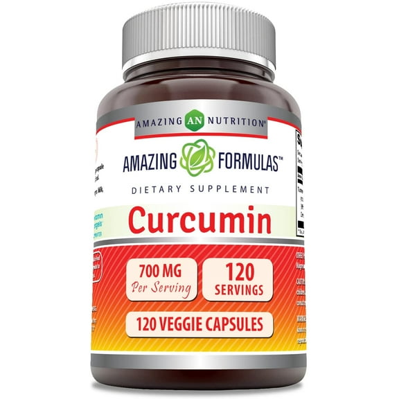 Amazing Formulas Curcumin 700mg 120 Veggie Capsules Supplement | Standardized to 95% Curcuminoids | Non-GMO | Gluten Free | Made in USA | Ideal for Vegetarians