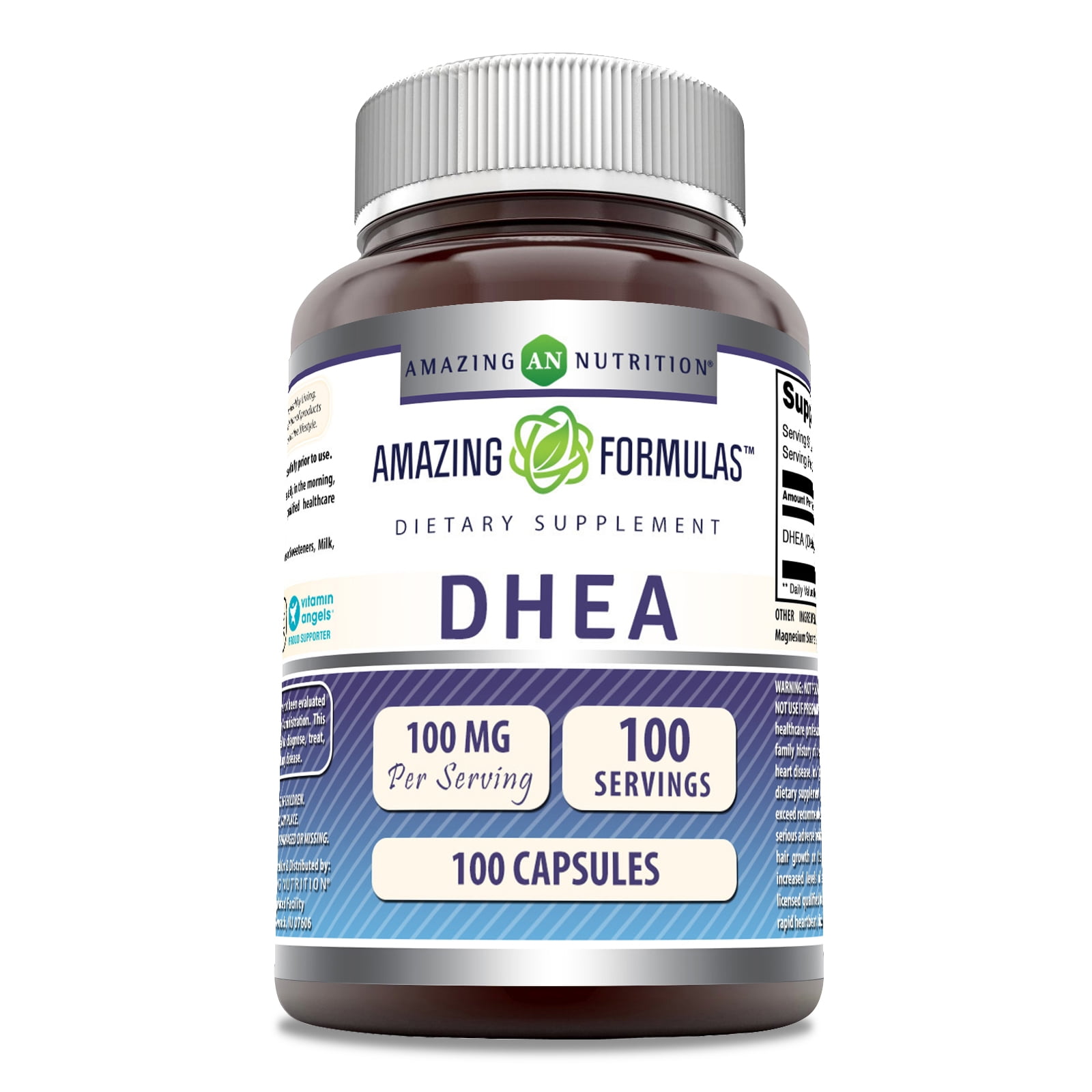 Amazing Formulas DHEA 100mg 100 Capsules Supplement NonGMO Gluten